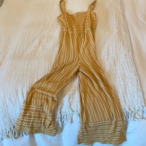 Yellow and white striped jumpsuit